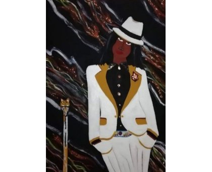 MIXED MEDIA SU TELA SIMONE SCHIAVO ' L 'ELEGANZA ' dimensioni L 60 x H 100 cm.