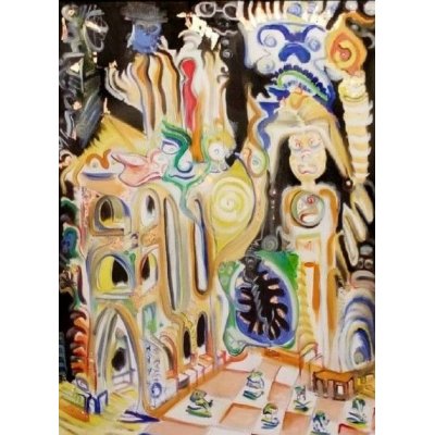 MIXED MEDIA SU TELA SIMONE SCHIAVO ' LA SCACCHIERA ' dimensioni L 60 x H 80 cm.