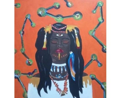 TECNICA MISTA SU TELA SIMONE SCHIAVO ' LA SCIAMANA ' dimensioni L 50 x H 50 cm.