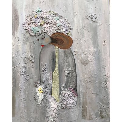 MIXED MEDIA SU TELA ANNARITA PANCINI ' RINASCITA 1 ' dimensioni L 100 x H 120 cm.