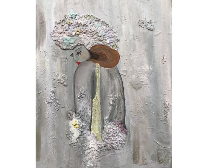 MIXED MEDIA SU TELA ANNARITA PANCINI ' RINASCITA 1 ' dimensioni L 100 x H 120 cm.