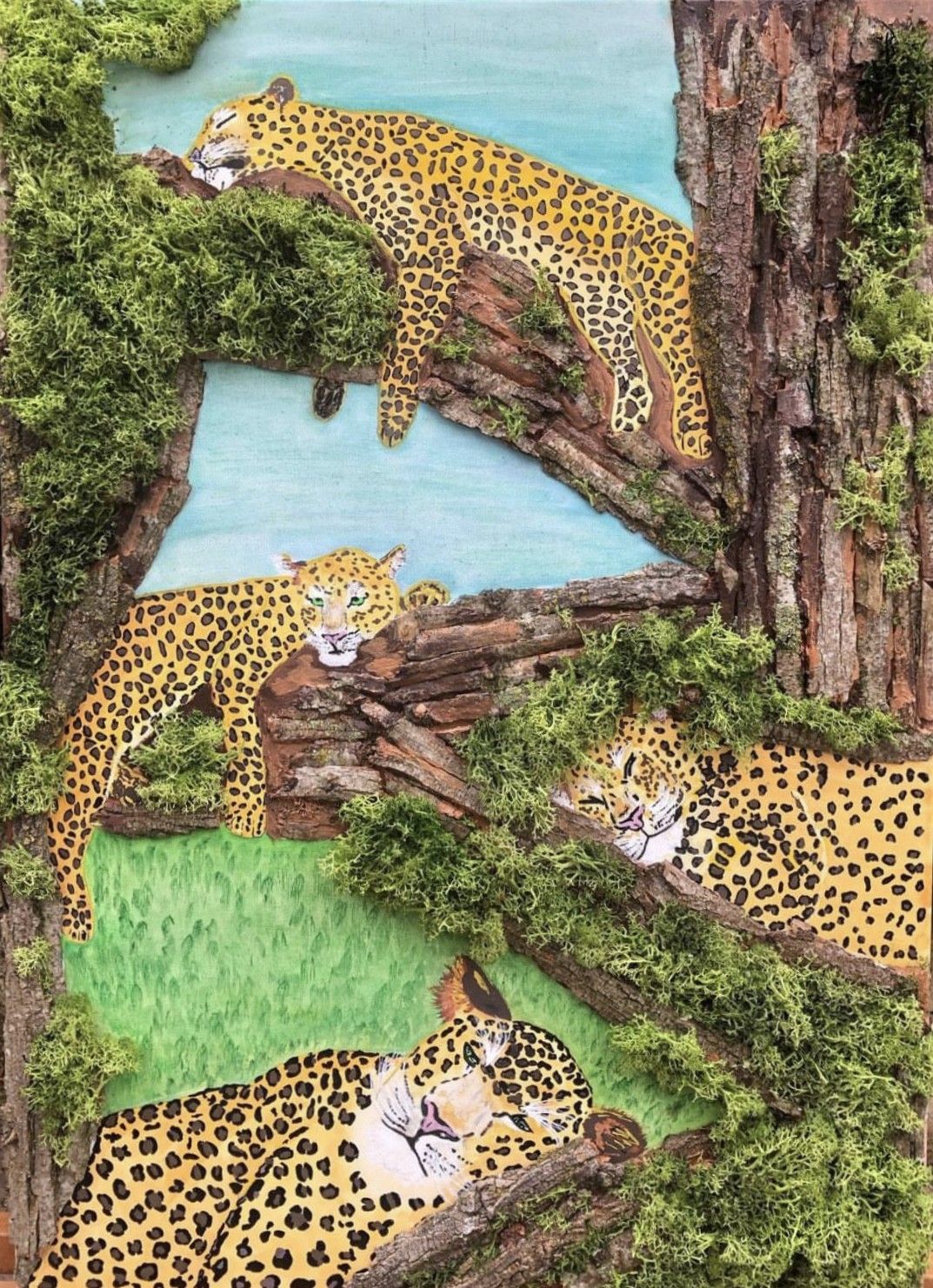 MIXED MEDIA SU TELA  ANNARITA  PANCINI ' PANTHERA PARDUS  '  dimensioni L 50 x H 70 cm.
