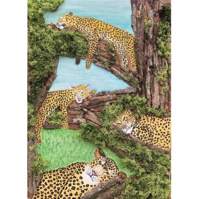 MIXED MEDIA SU TELA ANNARITA PANCINI ' PANTHERA PARDUS ' dimensioni L 50 x H 70 cm.