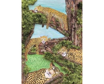 MIXED MEDIA SU TELA ANNARITA PANCINI ' PANTHERA PARDUS ' dimensioni L 50 x H 70 cm.