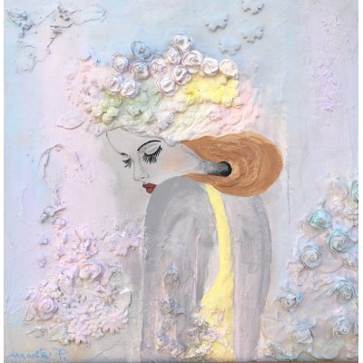 MIXED MEDIA SU TELA ANNARITA PANCINI ' RINASCITA 3 ' dimensioni L 50 x H 50 cm.