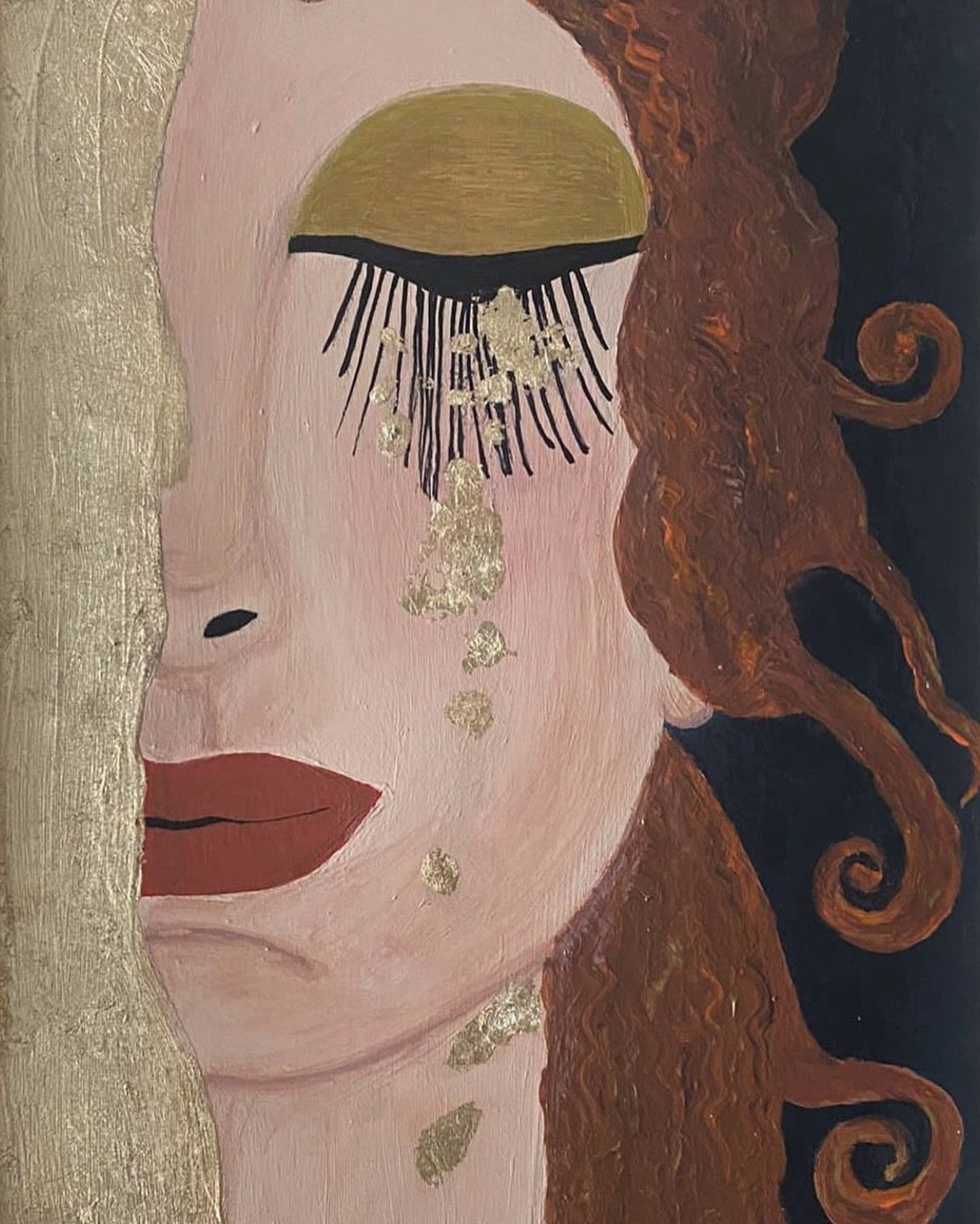 MIXED MEDIA SU TELA  ANNARITA  PANCINI ' LE LACRIME DI FREYA '   dimensioni L 30 x H 40 cm.
