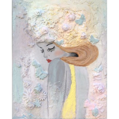 MIXED MEDIA SU TELA ANNARITA PANCINI ' RINASCITA 2 ' dimensioni L 40 x H 50 cm.