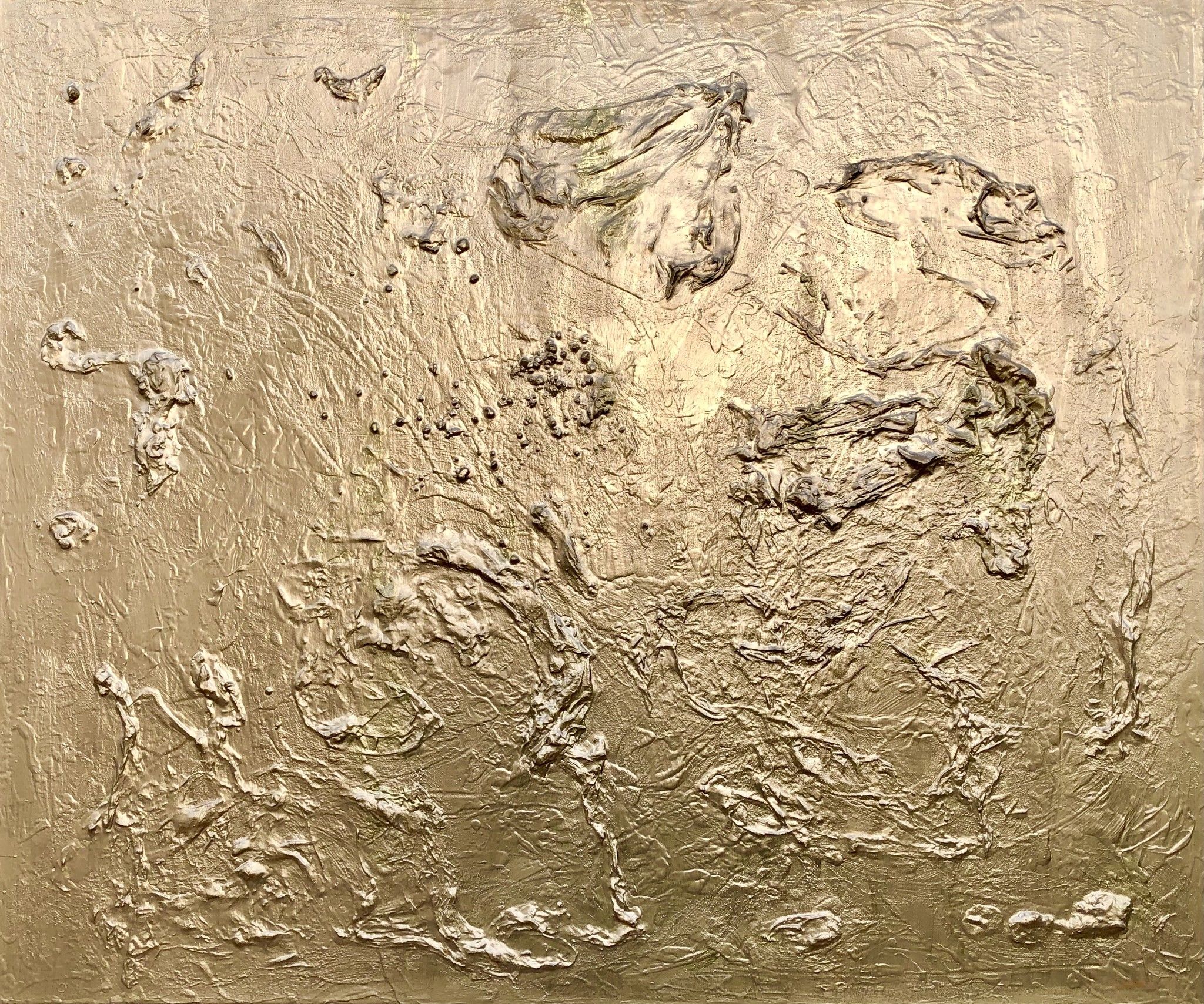 MIXED MEDIA SU TELA  ANNARITA  PANCINI ' CONCETTO LUNARE '  dimensioni L 100 x H 120 cm.