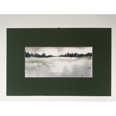 ACQUERELLO SU CARTA ARCHES JESSICA MARIANI ' BOSCO NERO ' dimensioni L 58 x H 38 cm.