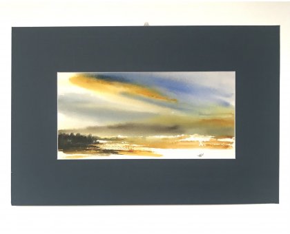 ACQUERELLO SU CARTA ARCHES JESSICA MARIANI ' CIELO E ORO ' dimensioni L 58 x H 38 cm.