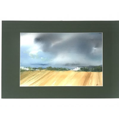 ACQUERELLO SU CARTA ARCHES JESSICA MARIANI ' GIALLO OCRA ' dimensioni L 58 x H 38 cm.