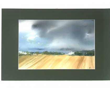 ACQUERELLO SU CARTA ARCHES JESSICA MARIANI ' GIALLO OCRA ' dimensioni L 58 x H 38 cm.