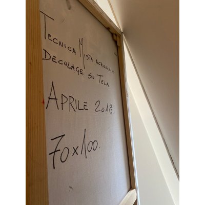 MIXED MEDIA SU TELA FRANCESCO CAMPANELLA ' SUNDAY MORNING II ' dimensioni L 70 x H 100 cm.