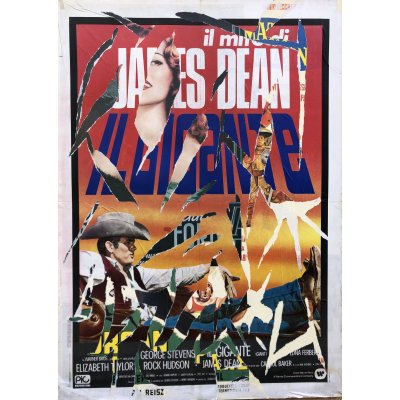 DECOLLAGE ANTONIO DEODATO ' IL GIGANTE ' dimensioni L 100 x H 140 cm.