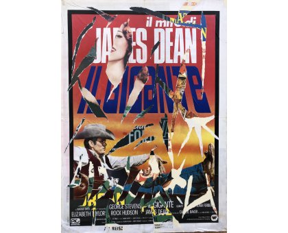 DECOLLAGE ANTONIO DEODATO ' IL GIGANTE ' dimensioni L 100 x H 140 cm.