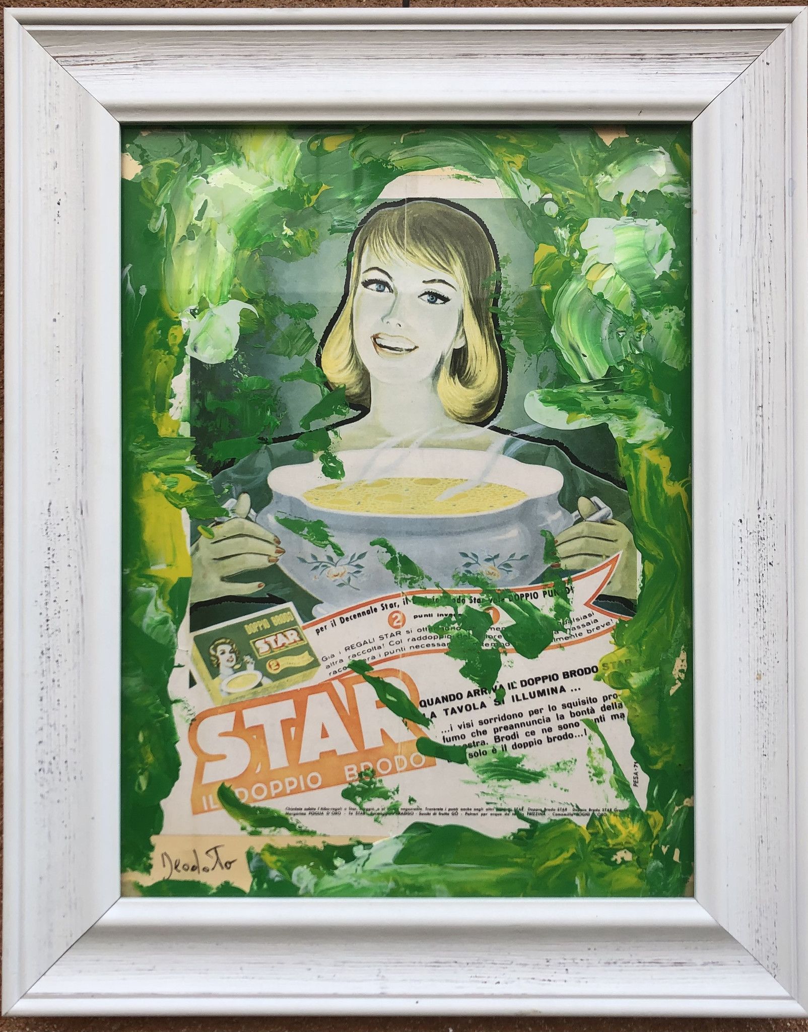 DECOLLAGE  ANTONIO DEODATO ' STAR '  dimensioni L 30 x H 40 cm.
