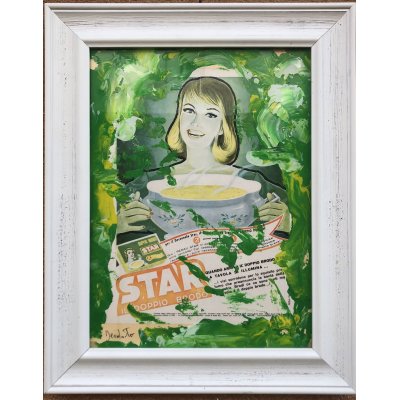 DECOLLAGE ANTONIO DEODATO ' STAR ' dimensioni L 30 x H 40 cm.