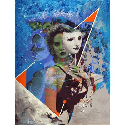 MIXED MEDIA SU TELA EZIO RANALDI ' IL MISTERO NASCOSTO ' dimensioni L 75 x H 100 cm.