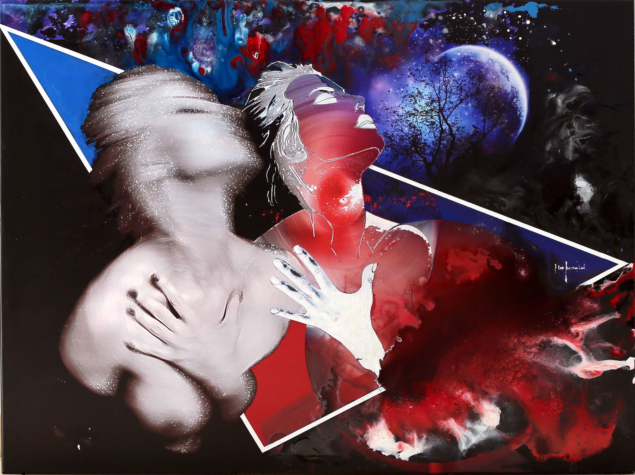 MIXED MEDIA SU TELA EZIO  RANALDI ' LA MANO '  dimensioni L 100 x H 75 cm.