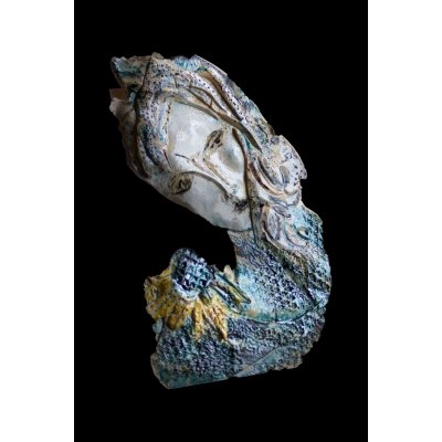 SCULTURA KATIA BRUGNOLO ' RAGAZZA CON GIRASOLE ' dimensioni H 40 cm.