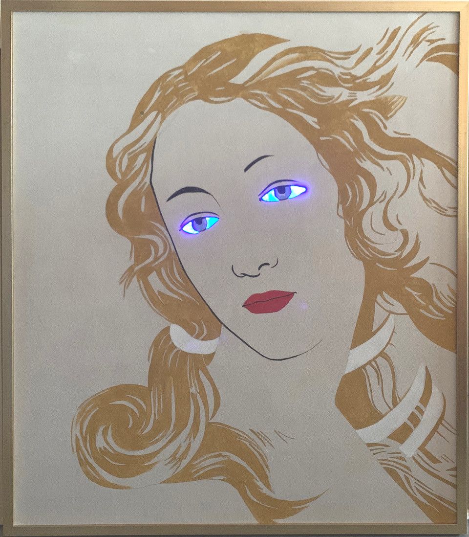 INSTALLAZIONE  PINO  POLISCA ' SGUARDI POP 2 '  dimensioni L 95 x H 110 cm.
