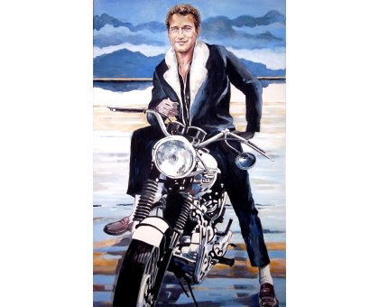 ACRILICO SU TELA GIO' STEFAN ' PAUL - THE BLUE RIDER ' dimensioni L 50 x H 80 cm.