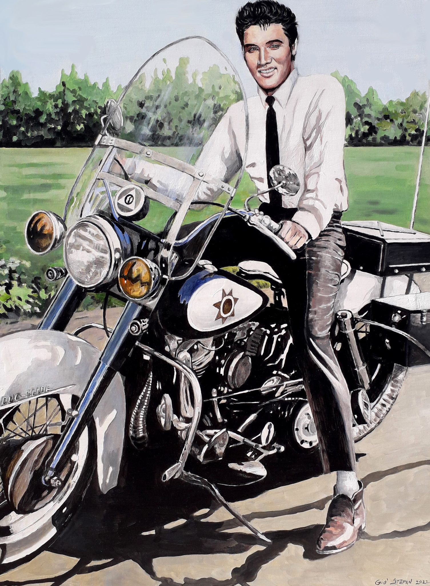 ACRILICO SU TELA  GIO' STEFAN ' ELVIS AND ELECTRA '  dimensioni L 60 x H 80 cm.