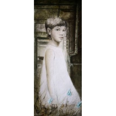 MIXED MEDIA SU TELA ROSY MANTOVANI ' UNTITLED 2 ' dimensioni L 50 x H 120 cm.