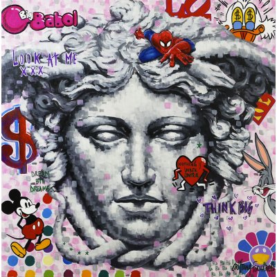 PROMO #artistadelmese   MIXED MEDIA SU TELA CRISTINA  FORNARELLI ' LOOK AT ME '  dimensioni L 80 x H 80 cm.