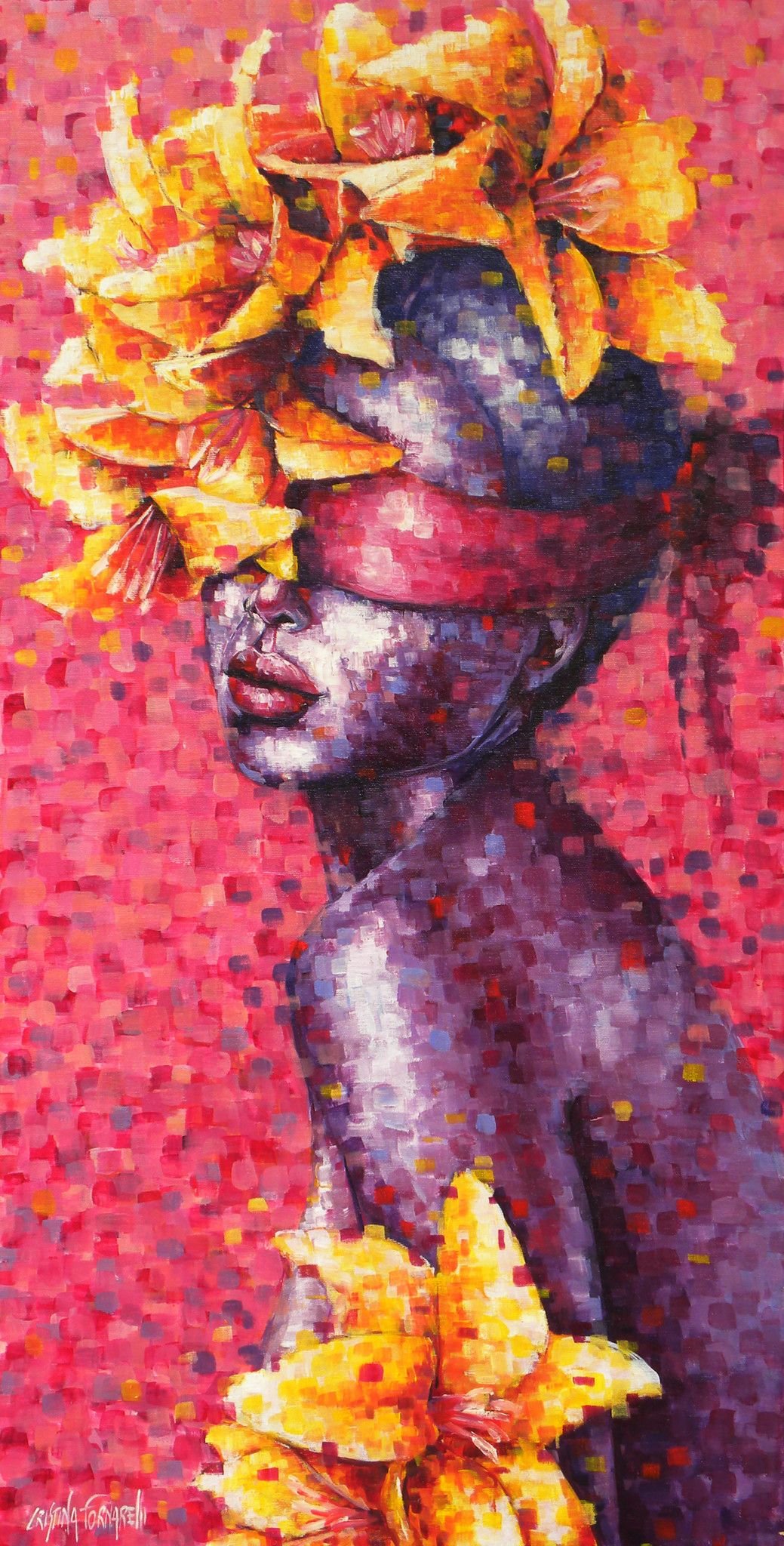 OLIO SU TELA  CRISTINA  FORNARELLI ' CHIUDI GLI OCCHI E VEDRAI '  dimensioni L 50 x H 100 cm.