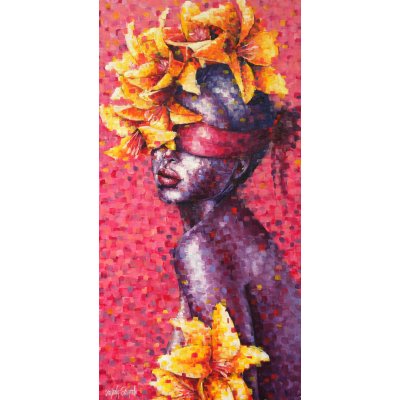 OLIO SU TELA CRISTINA FORNARELLI ' CHIUDI GLI OCCHI E VEDRAI ' dimensioni L 50 x H 100 cm.