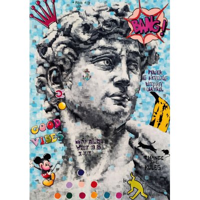 MIXED MEDIA SU TELA CRISTINA FORNARELLI ' CHANGE THE RULES ' dimensioni L 70 x H 100 cm.