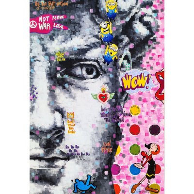 MIXED MEDIA SU TELA CRISTINA FORNARELLI ' WOW ' dimensioni L 70 x H 100 cm.