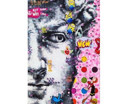 MIXED MEDIA SU TELA CRISTINA FORNARELLI ' WOW ' dimensioni L 70 x H 100 cm.