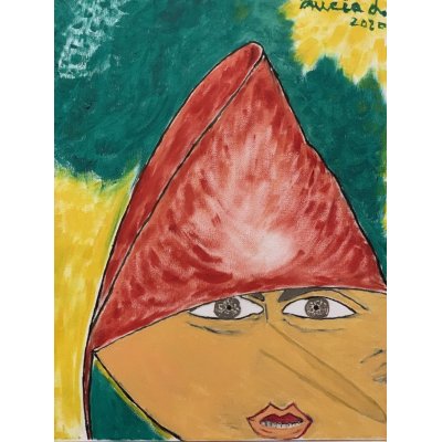 OLIO SU TELA LUCIA LEPORATTI ' PINOCCHIO ILLUMINATO PER L 'INGANNO ' dimensioni L 30 x H 40 cm.