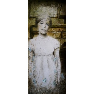 MIXED MEDIA SU TELA ROSY MANTOVANI ' UNTITLED 3 ' dimensioni L 50 x H 120 cm.