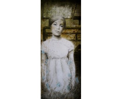 MIXED MEDIA SU TELA ROSY MANTOVANI ' UNTITLED 3 ' dimensioni L 50 x H 120 cm.