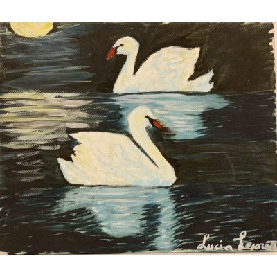 OLIO SU TELA LUCIA LEPORATTI ' L 'ARMONIA DELLA NOTTE ' dimensioni L 30 x H 40 cm.