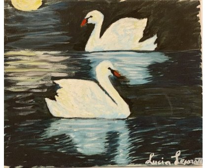 OLIO SU TELA LUCIA LEPORATTI ' L 'ARMONIA DELLA NOTTE ' dimensioni L 30 x H 40 cm.