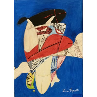 OLIO SU TELA LUCIA LEPORATTI ' SULLE NOTE DELLA LUSSURIA ' dimensioni L