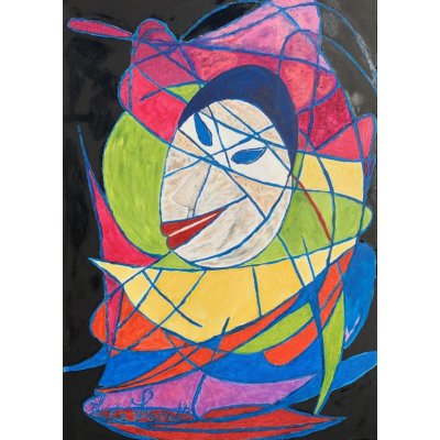 OLIO SU TELA LUCIA LEPORATTI ' L 'INGABBIATO ' dimensioni L 70 x H 50 cm.