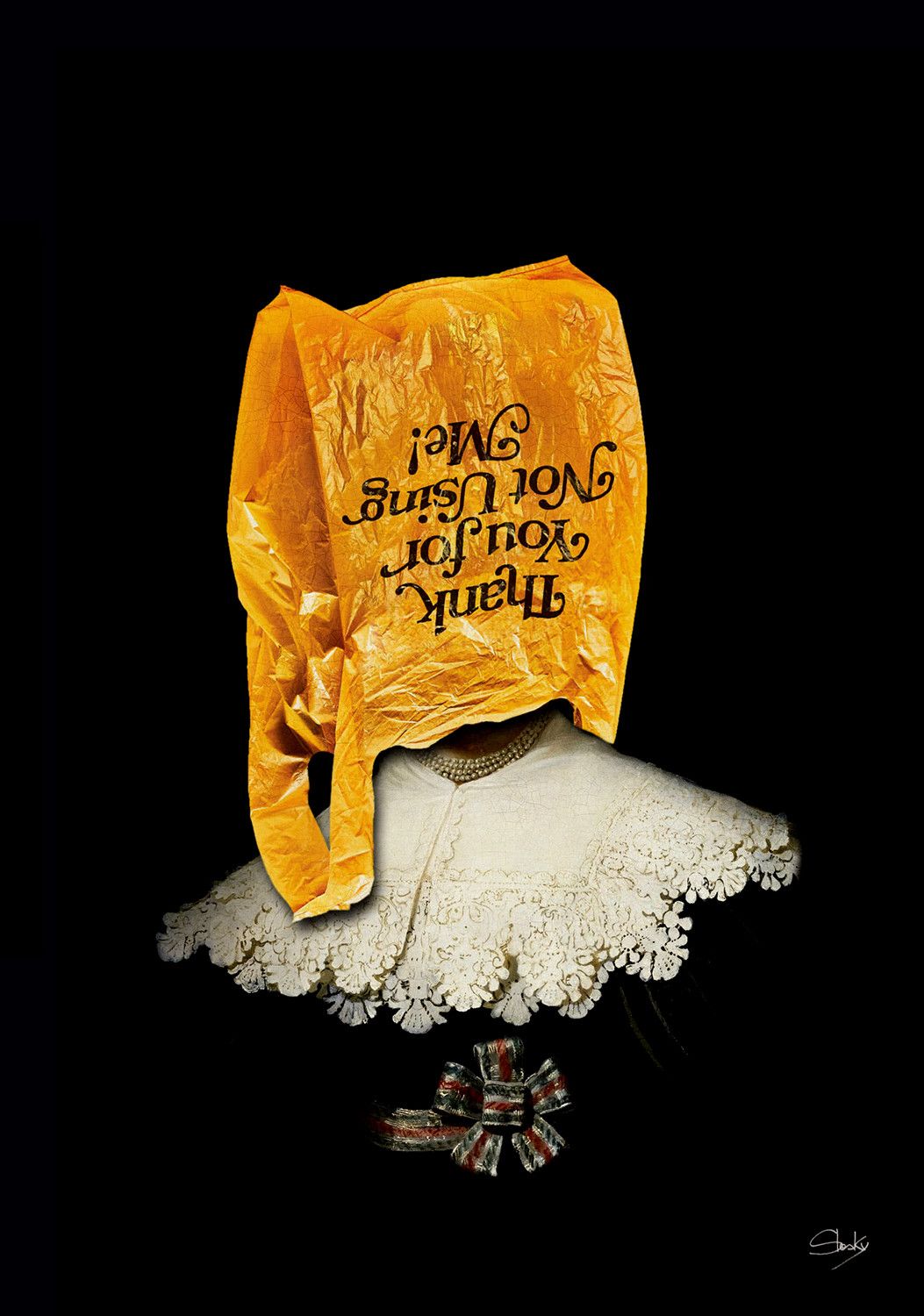 FOTOGRAFIA DIGITALE SU TELA - ARTISTA SLASKY - TITOLO "THANK YOU FOR NOT USING ME !" cm. L 50 x H 70