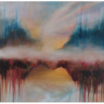 OLIO SU TELA PETRUSKA MERISIO ' DUALITA' D 'ESSERE ' dimensioni L 80 x H 80 cm.