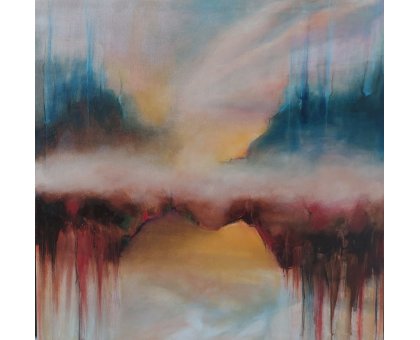 OLIO SU TELA PETRUSKA MERISIO ' DUALITA' D 'ESSERE ' dimensioni L 80 x H 80 cm.