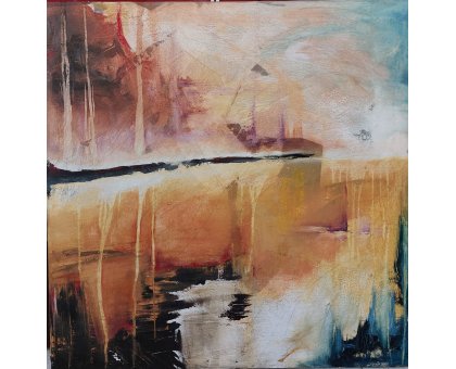 OLIO SU TELA PETRUSKA MERISIO ' RIFLESSI SBIADITI ' dimensioni L 80 x H 80 cm.