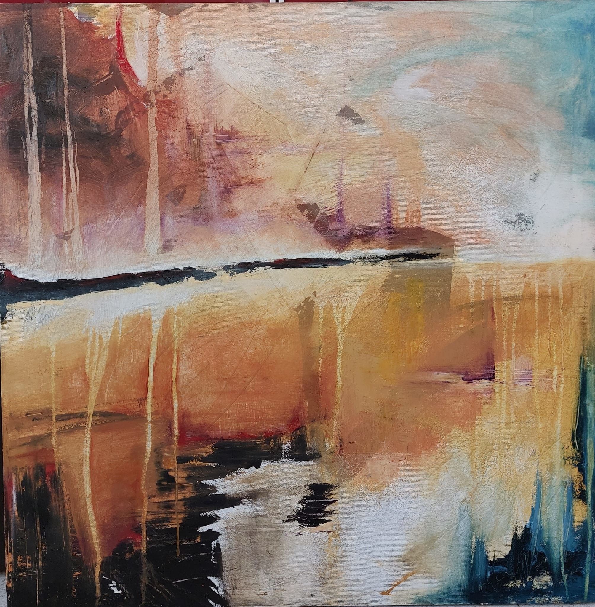 OLIO SU TELA  PETRUSKA  MERISIO ' RIFLESSI SBIADITI '  dimensioni L 80 x H 80 cm.