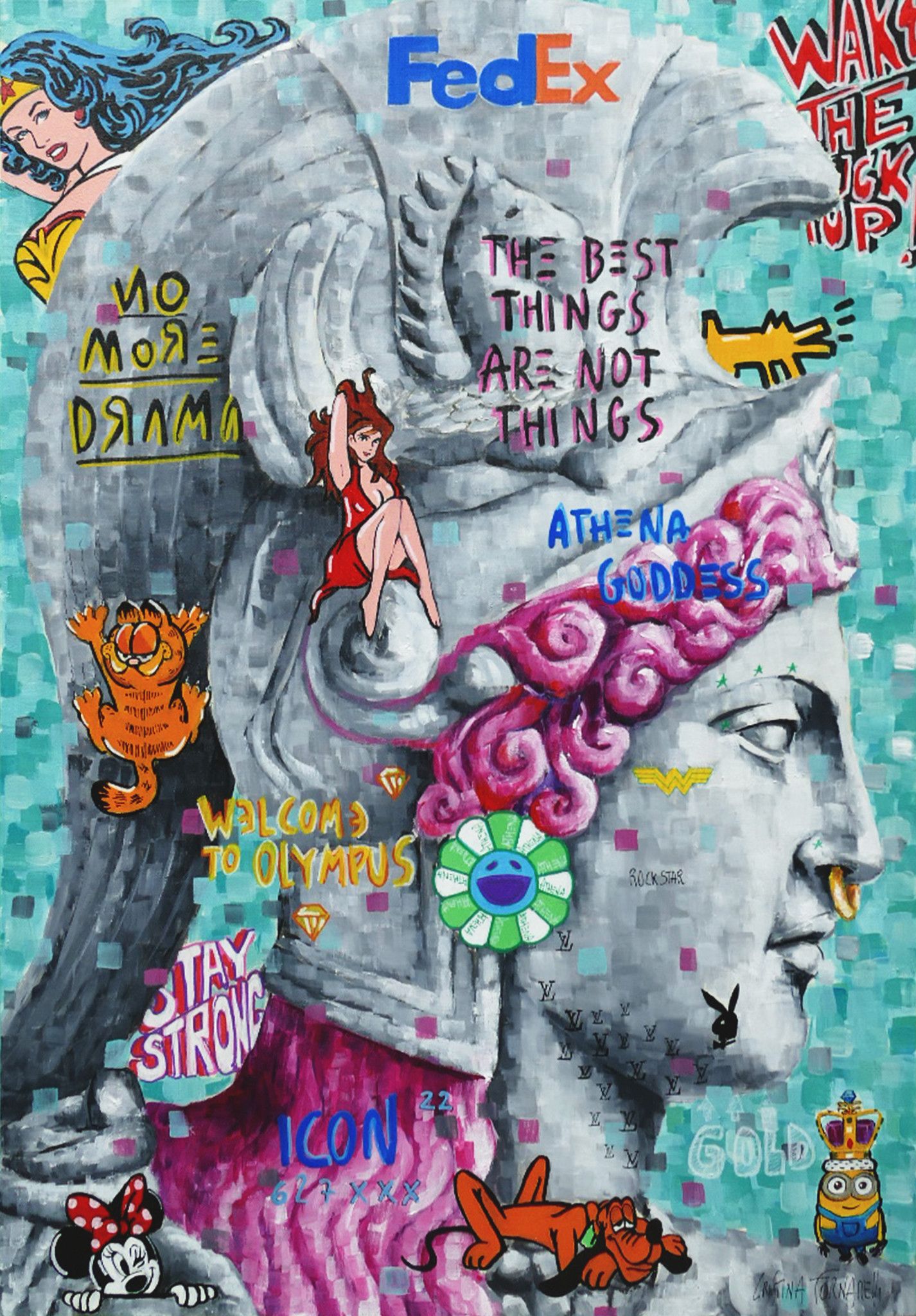 MIXED MEDIA SU TELA  CRISTINA  FORNARELLI ' VIRTUS '  dimensioni L 70 x H 100 cm.