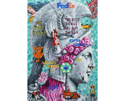 MIXED MEDIA SU TELA CRISTINA FORNARELLI ' VIRTUS ' dimensioni L 70 x H 100 cm.