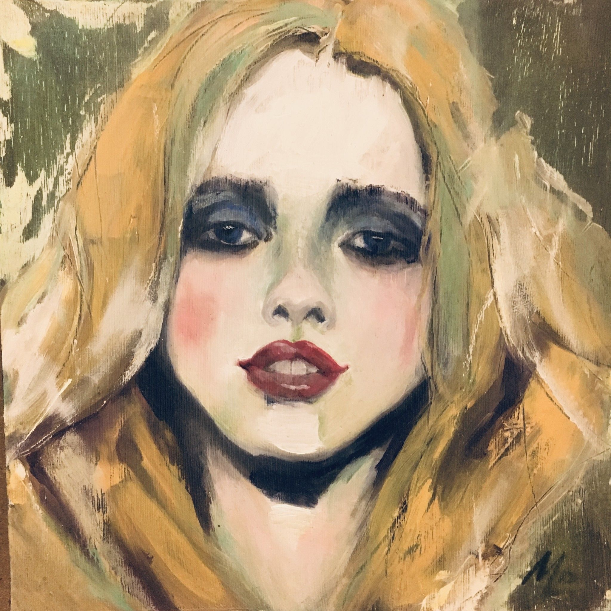 OLIO SU TELA  MADDALENA  PEZZOLI ' 1  '  dimensioni L 30 x H 30 cm.