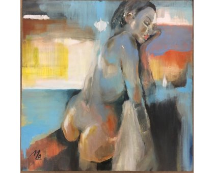 OLIO SU TELA MADDALENA PEZZOLI ' 3 ' dimensioni L 50 x H 50 cm.